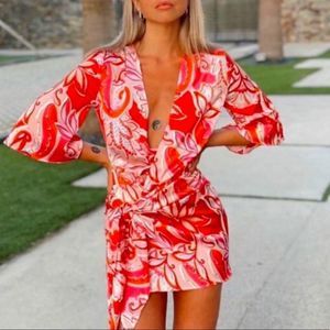 ZARA Printed Wrap Mini Dress